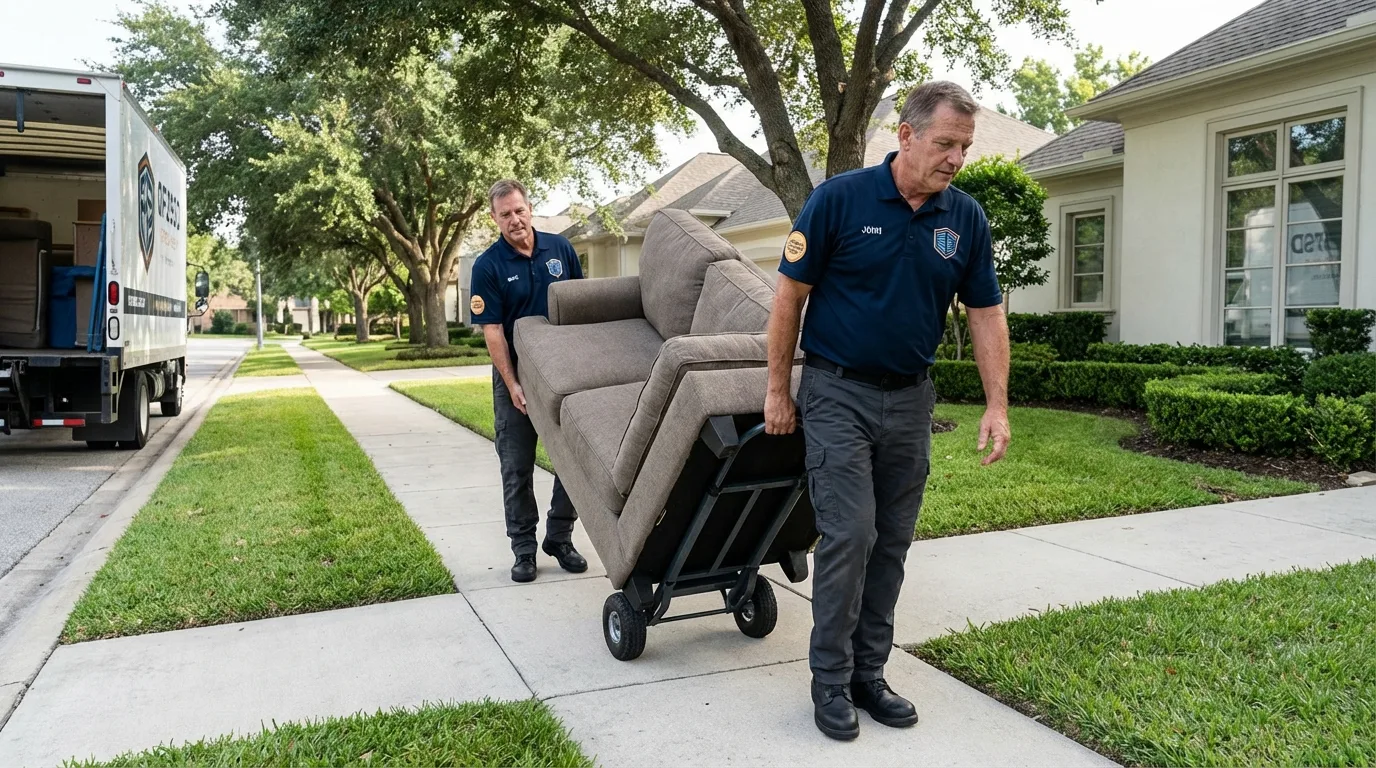 Local residential moving crew loading furniture in Thorndale, PA